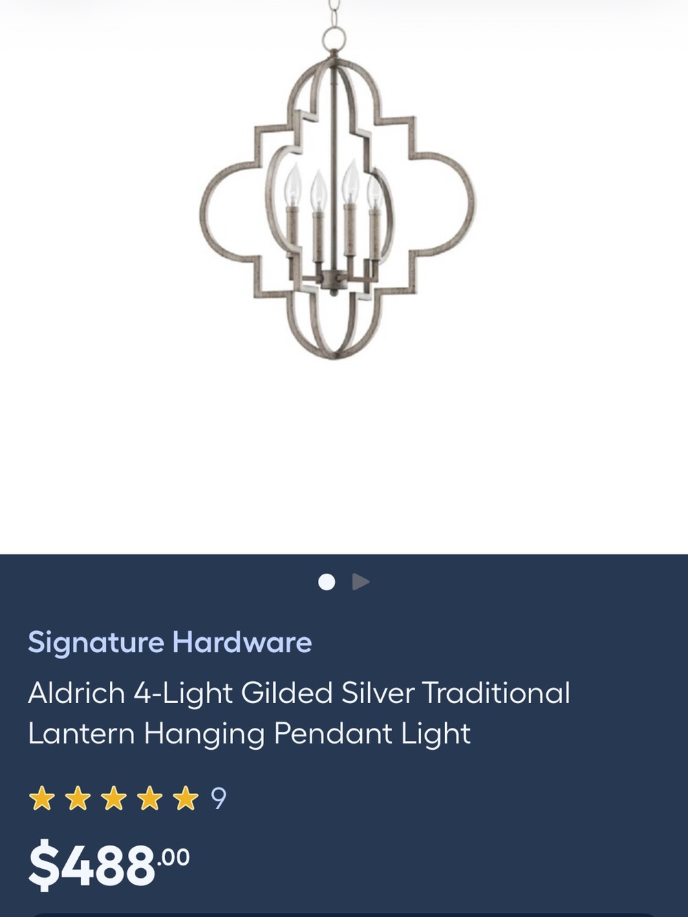 Signature Hardware Aldrich 4-Light Gilded Silver Lantern Pendant